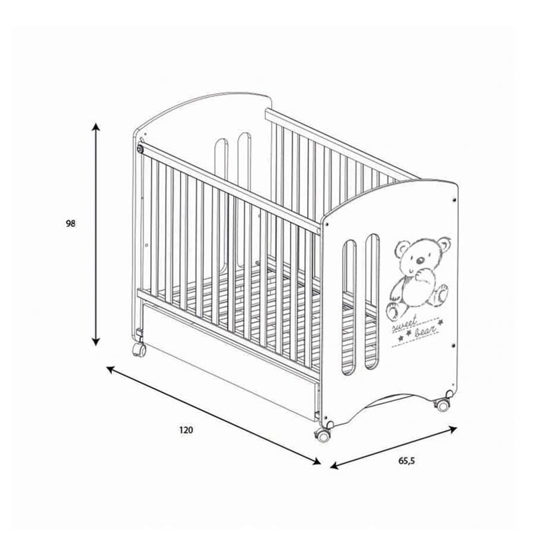 Cuna Sweet bear de micuna. Dimensiones.