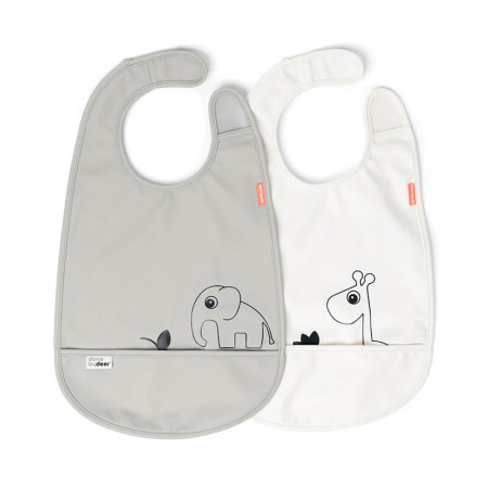 pack de 2 baberos deer friends de donde by deer en color gris/beige