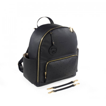Mochila London de Pasito a Pasito, incluye dos asas pequeñas para que puedas usarla colgada en el cochecito de tu bebé.