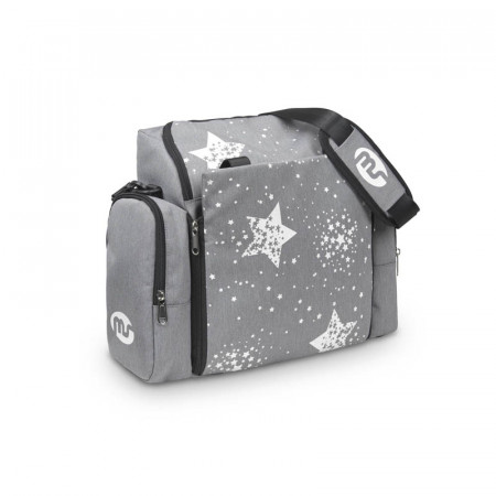 Mochila elevador Booster Stars de MS en color gris y estrellas blancas.