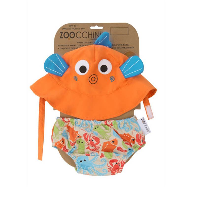 SET bañador pañal y gorro, en modelo pez, de Zoocchini.