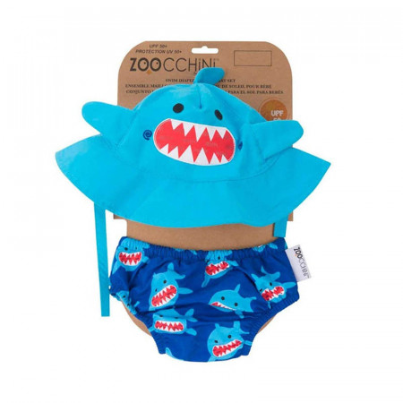 SET bañador pañal y gorro, en modelo tiburón, de Zoocchini.