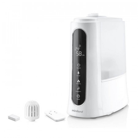 Humidificador Humitouch Pure de Miniland, dispone de un compartimento para esencias para disfrutar de diferentes olores.