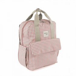 Mochila de la Colección I love vichy de Walking Mum en color rosa. Incluye un cambiador a juego. 2