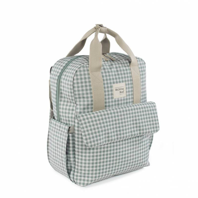 Mochila de la Colección I love vichy de Walking Mum, una bolsa canastilla y mochila al mismo tiempo.