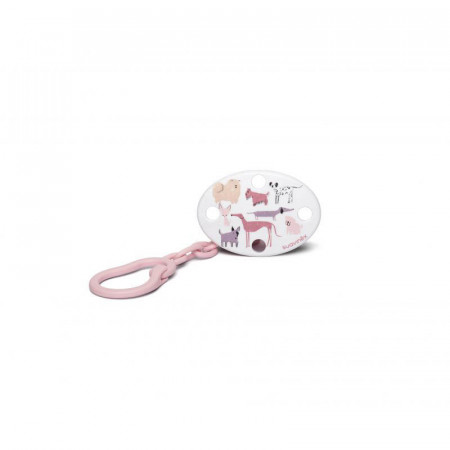 broche para chupete perritos de suavinex en color rosa