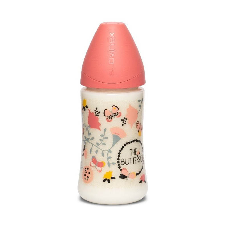 biberon 270 ml de suavinex en color mariposas rosas