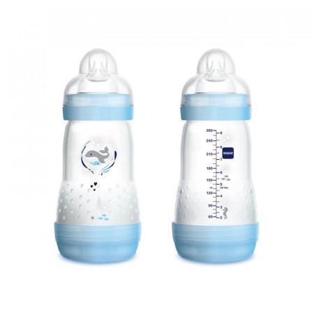 biberon anti colicos de 260 ml de mam en color artic blue