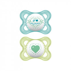 chupetes de látex original 0+ de mam en color bahamas blue y sorbet green