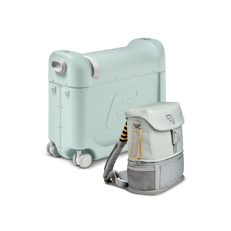 pack de jetkids mochila y jetkids bedbox de stokke en el color green aurora