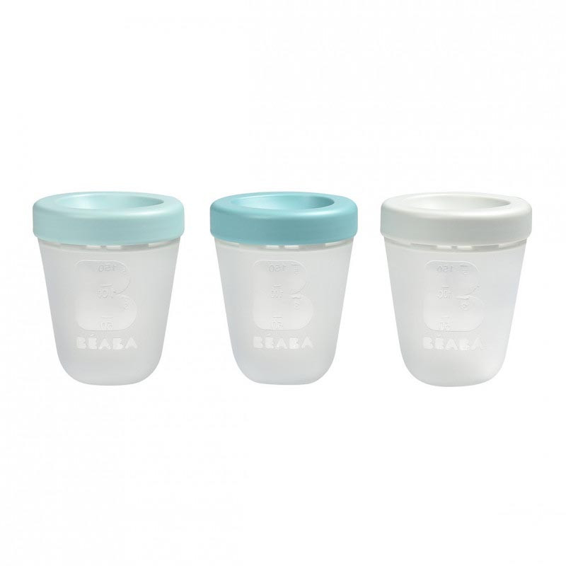 pack de 3 tarritos de silicona de beaba en el color jungle