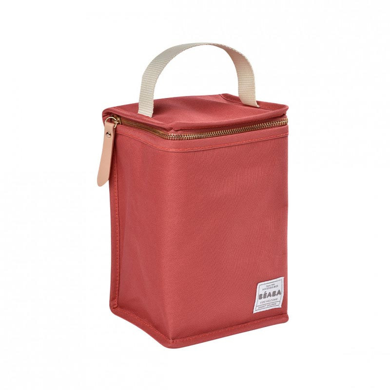 bolsa isotérmica de beaba en color rojo terracota
