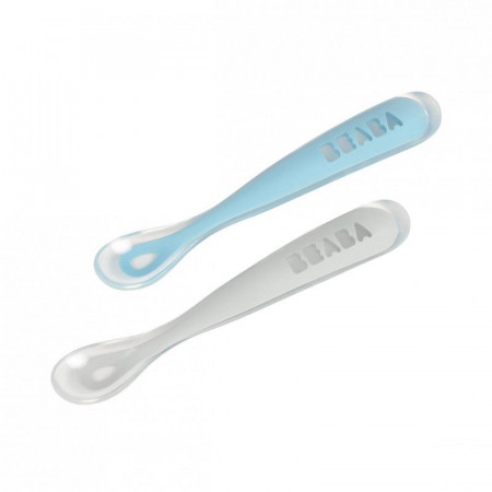pack de 2 cucharas de silicona con estuche en color azul claro
