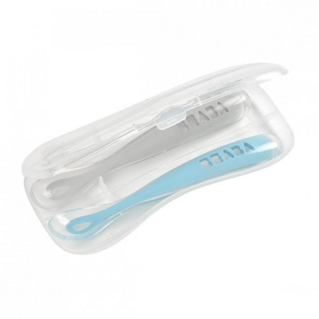 pack de 2 cucharas de silicona con estuche en color azul claro