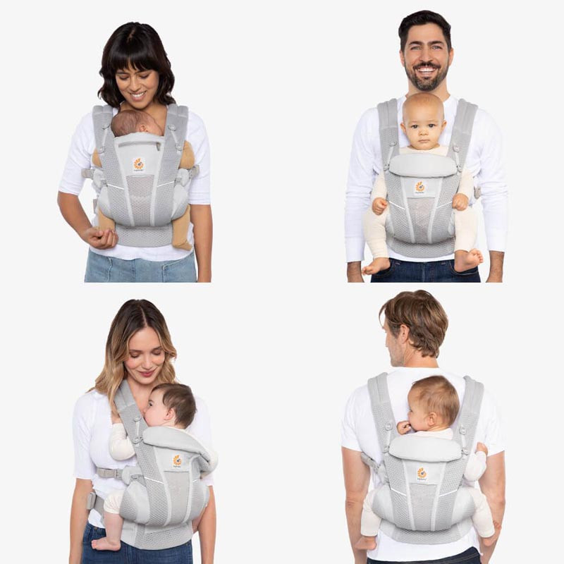 mochila de porteo omni breeze de ergobaby en el color gris perla