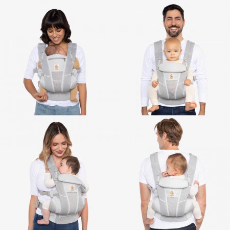 mochila de porteo omni breeze de ergobaby en el color gris perla