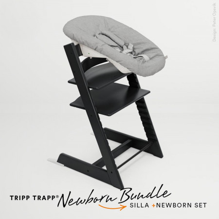 pack de trona tripp trapp de stokke con newborn set en color negro