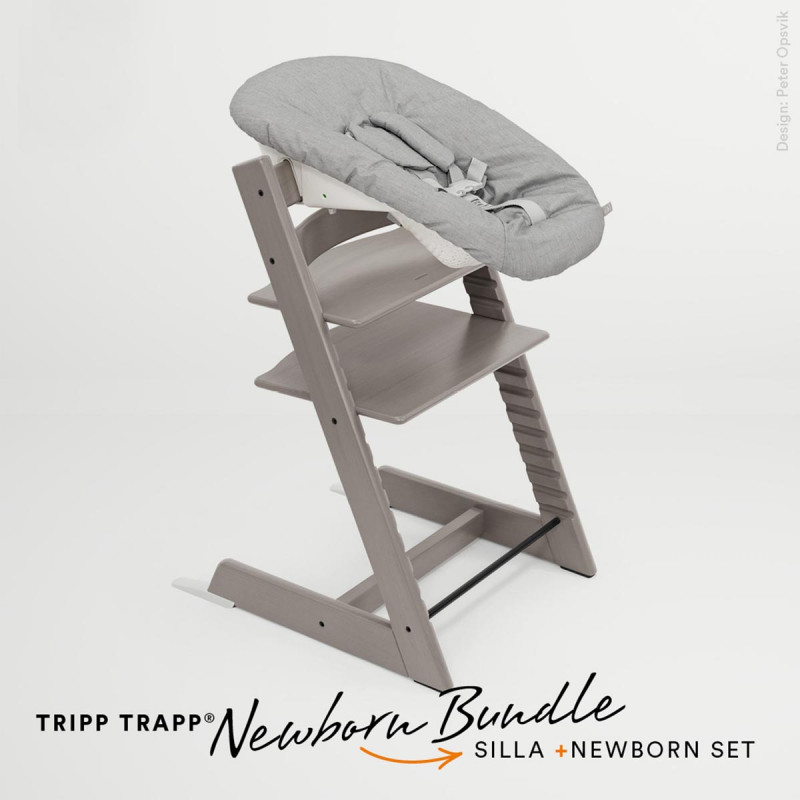 pack de trona tripp trapp de stokke con newborn set en color storm grey