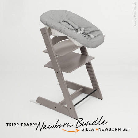 pack de trona tripp trapp de stokke con newborn set en color storm grey