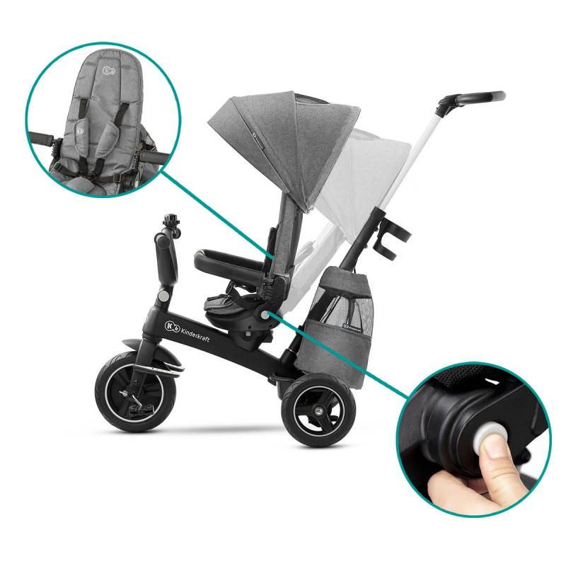 kinderkraft easytwist triciclo 5 en 1 gris facil de configurar