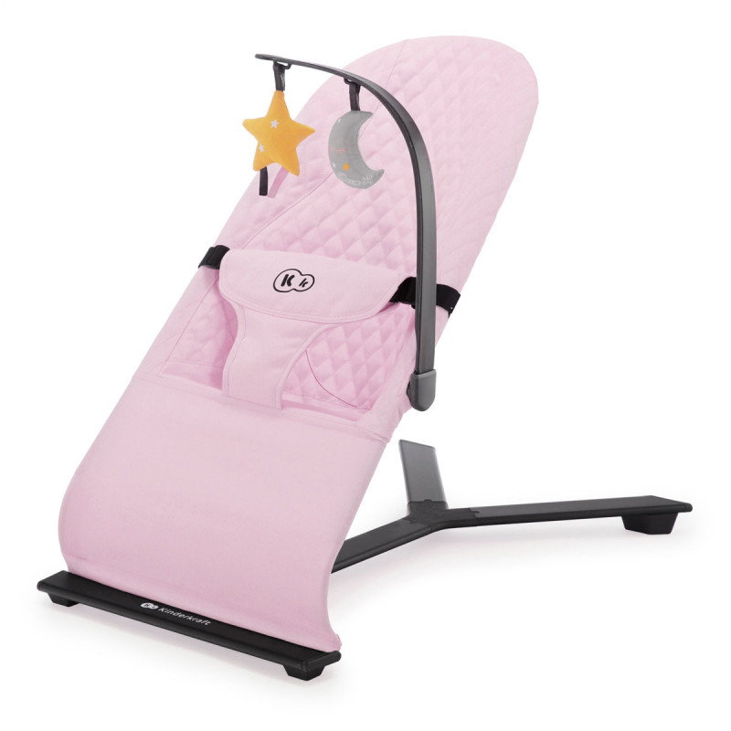Hamaca Mimi de Kinderkraft, es una hamaca minimalista con dos juguetes colgantes a su disposición.