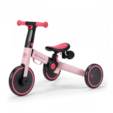 Triciclo 4TRIKE 3 en 1 de Kinderkraft en color pink. Puedes guardar los pedales desmontados bajo el asiento del triciclo.