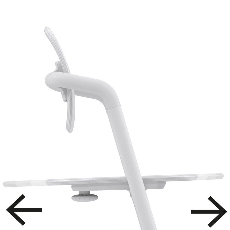 Trona Lemo 3 en 1 de Cybex, cuenta con numerosas posiciones de profundidad del asiento.