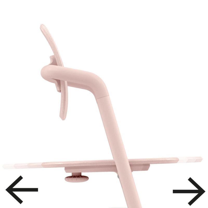 Trona Lemo 3 en 1 de Cybex, cuenta con numerosas posiciones de profundidad del asiento.