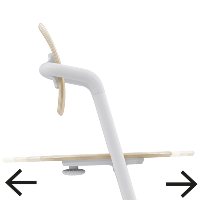 Trona Lemo 3 en 1 de Cybex, cuenta con numerosas posiciones de profundidad del asiento.