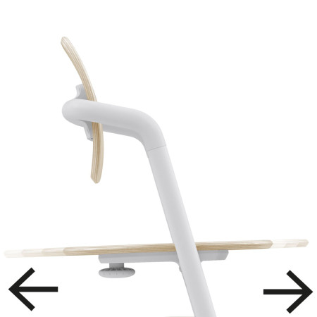 Trona Lemo 3 en 1 de Cybex, cuenta con numerosas posiciones de profundidad del asiento.
