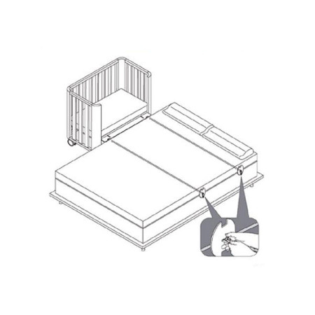 Cinturones con discos de Cotinfant para sujetar la cuna de colecho a tu cama.