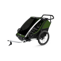Remolque para dos Chariot CAB de Thule en color Cypress Green.