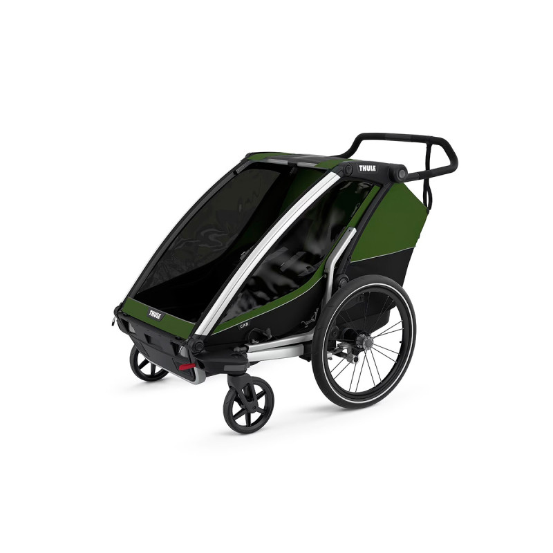 Remolque para dos Chariot CAB de Thule, cómodo para poder correr o pasear. Tiene un gran rendimiento.