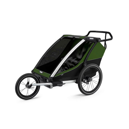 Remolque para dos Chariot CAB de Thule, con el accesorio Jogging Kit (una tercera rueda opcional y se vende por separado).