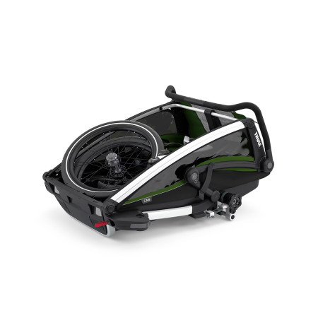 Remolque para dos Chariot CAB de Thule, plegado compacto.