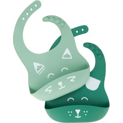 babymoov pack de 2 baberos silicona bib'isy