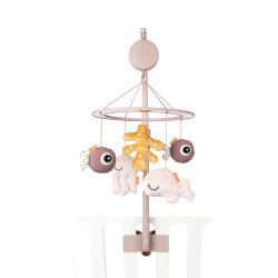 Movil de cuna Sea Friends de Done by Deer, en tonos azules y mostaza. 2