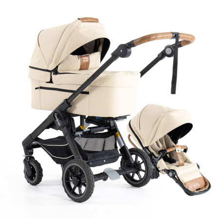 Cochecito dúo NXT60 ERGO de Emmaljunga en color OUTDOOR BEIGE.