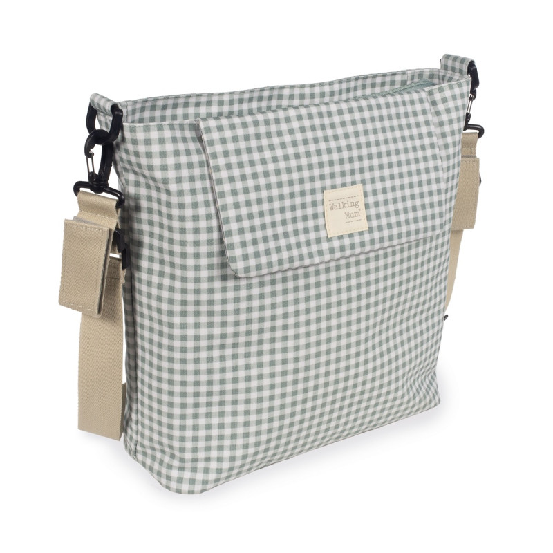 Bolsa canastilla de la colección I love vichy de Walking Mum en color verde.