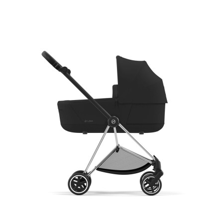 Cochecito Mios Platinum de Cybex, chasis chrome black y color de tejidos en sepia black.