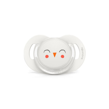 Chupete con tetina fisiológica de la colección Premium Owl de Suavinex en color beige.