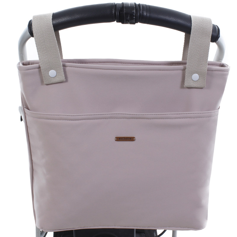 Bolso talega Neopreno de Uzturre en color rosa y asas color piedra.
