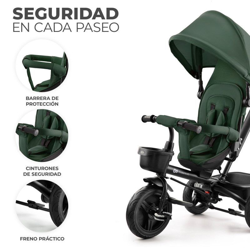 kinderkraft aveo triciclo verde seguridad