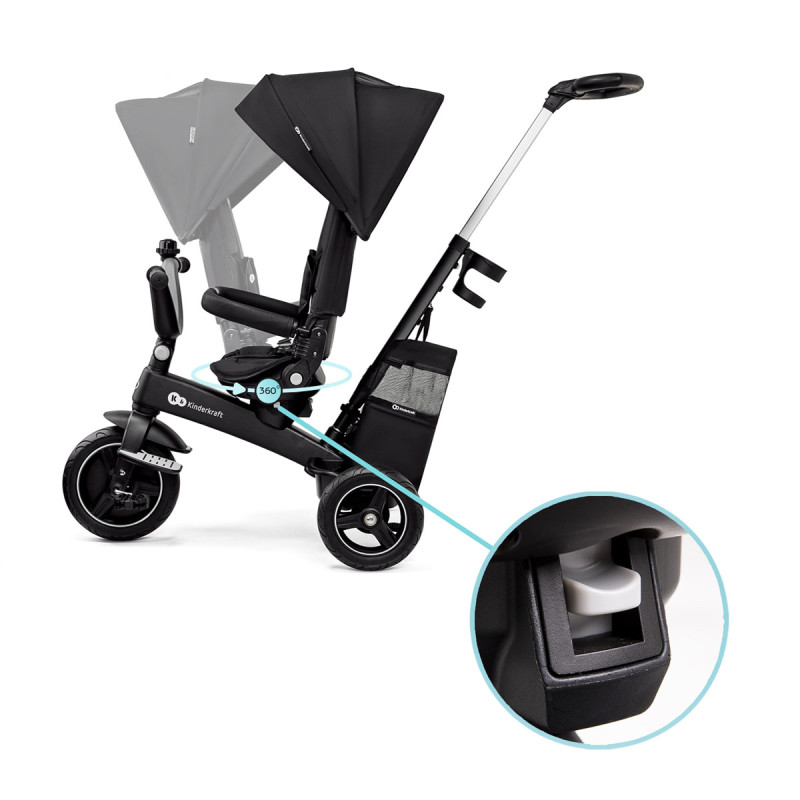 kinderkraft easytwist triciclo 5 en 1 negra 360