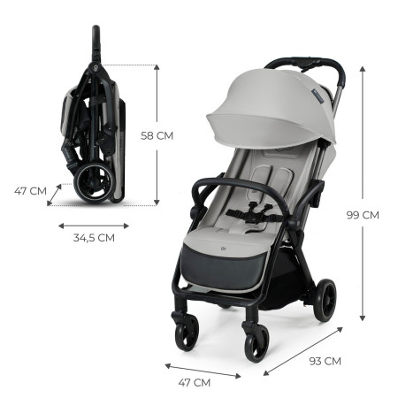 kinderkraft APINO Silla de paseo Dove Grey  medidas