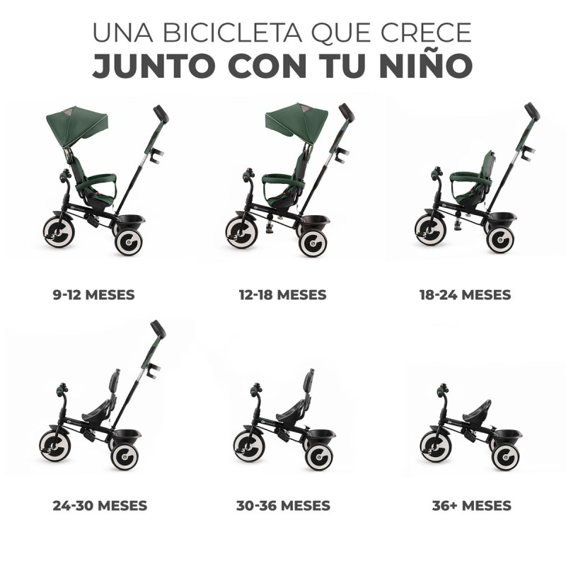 kinderkraft ASTON triciclo verde configuraciones