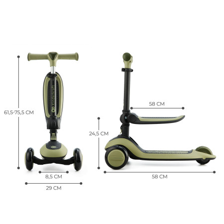 kinderkraft HALLEY Bicicleta y patinete verde medidas
