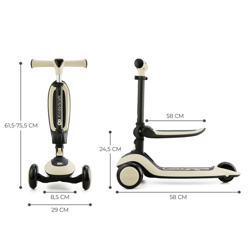kinderkraft HALLEY Bicicleta y patinete blanco piedra medidas