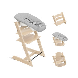pack oferta stokke tripp trapp, trona tripp trapp natural, baby set natural y hamaca newborn set en gris