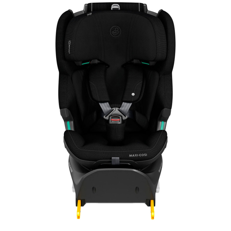 silla de coche para bebé Maxi-Cosi emerald 360 PRO vista frontal sobre base isofix en color negro authentic black